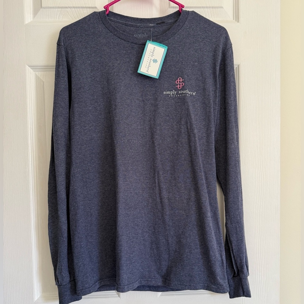 NEW! Simply Southern Scrub Life Nurse Long Sleeve Tee Blue Pink S Holiday Gift